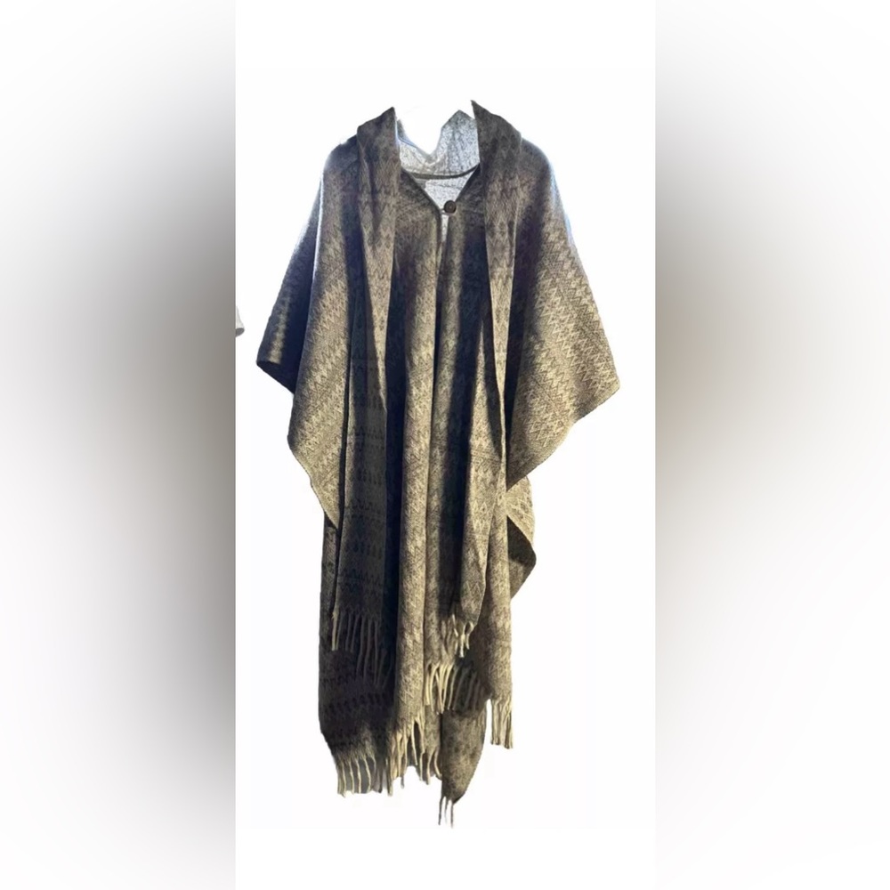 Textiles Poncho Adult One Size Woven Serape Blanket 100% Wool (100%Lana) MEXICO
